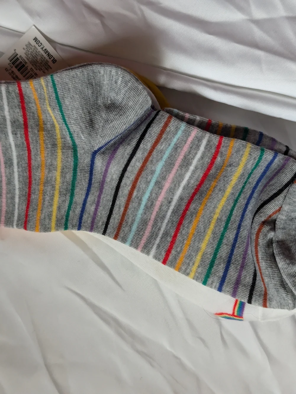 Old Navy Men's Rainbow Stripe Crew Socks - Yellow, Green, Blue, Purple, Red - Picture 4 of 6